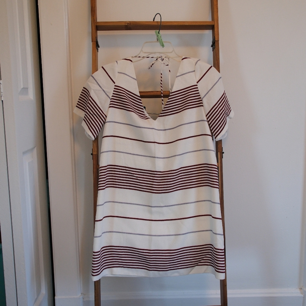 Elizabeth and James Maroon and White Striped Blouse